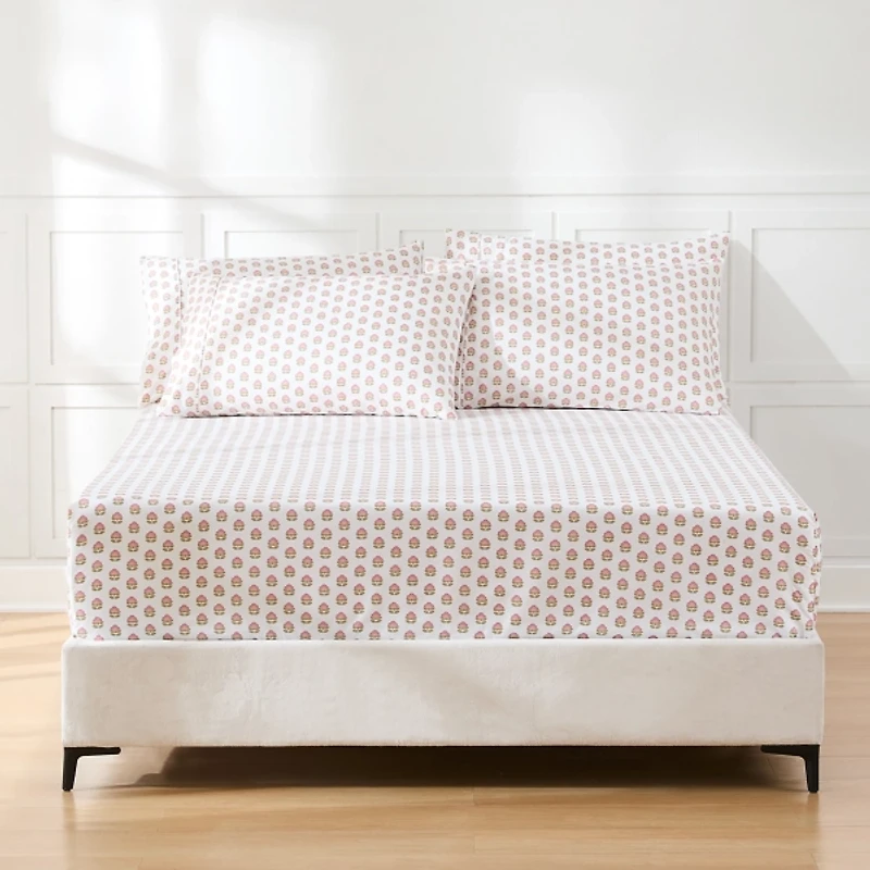 Prisha Peach Floral 6-pc. Queen Sheet Set