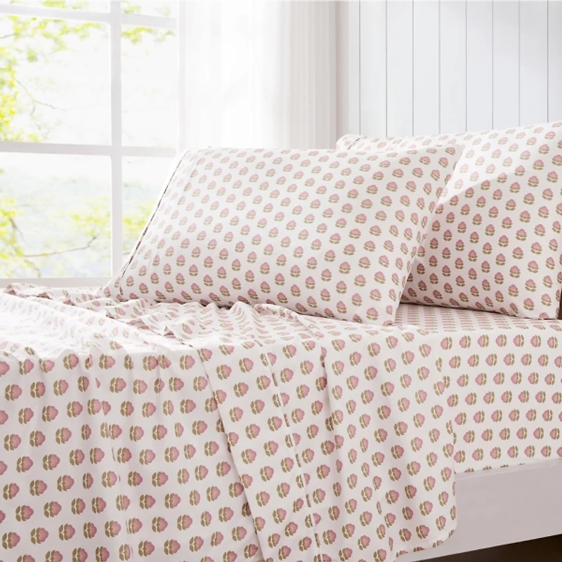 Prisha Peach Floral 4-pc. Twin Sheet Set
