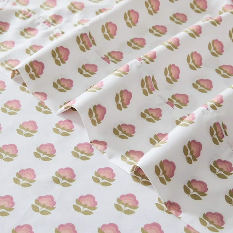 Prisha Peach Floral 4-pc. Twin Sheet Set