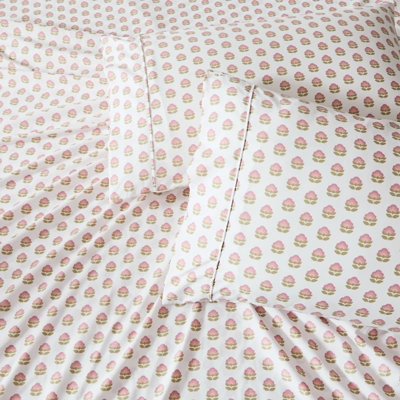 Prisha Peach Floral 4-pc. Twin Sheet Set