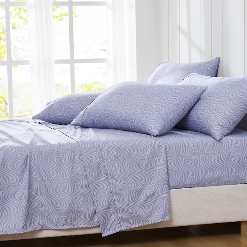 Violet Retro Waves 6-pc. Queen Sheet Set