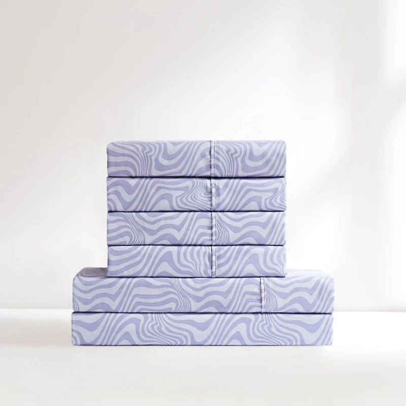 Violet Retro Waves 6-pc. Queen Sheet Set