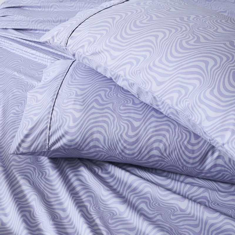 Violet Retro Waves 6-pc. Queen Sheet Set