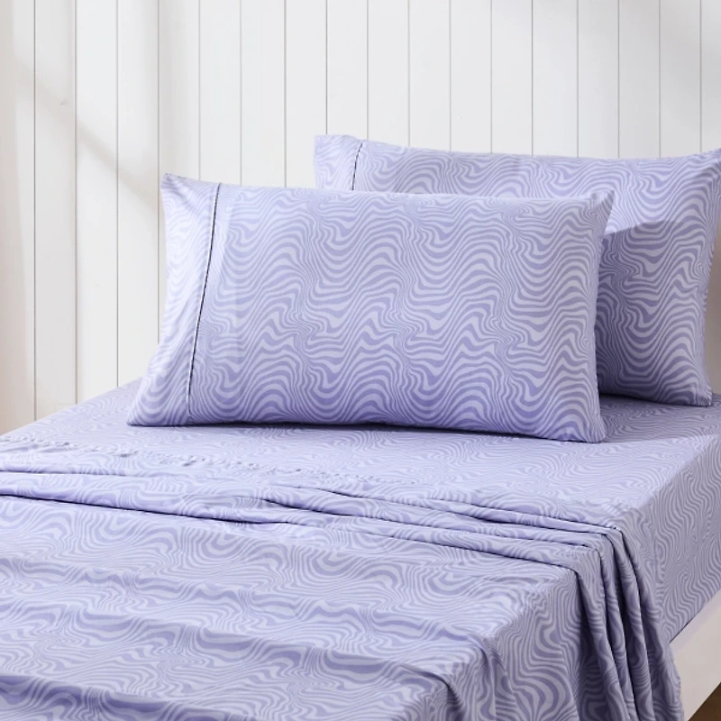 Violet Retro Waves 4-pc. Twin Sheet Set