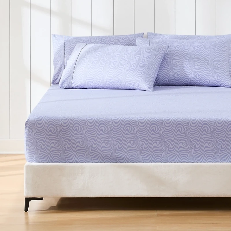 Violet Retro Waves 6-pc. Full Sheet Set