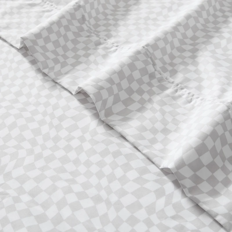 Gray Wavy Checkered 6-pc. Queen Sheet Set
