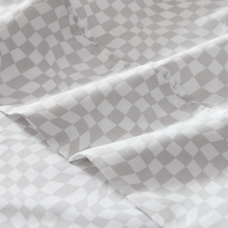 Gray Wavy Checkered 4-pc. Twin XL Sheet Set