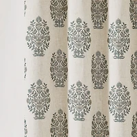 Sofia Blue Floral Black Shower Curtain