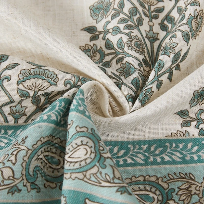 Sofia Blue Floral Black Shower Curtain