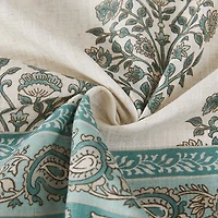 Sofia Blue Floral Black Shower Curtain