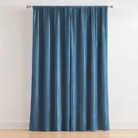 Blue Pleated Velvet Curtain Panel Set, 84 in.