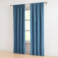 Blue Pleated Velvet Curtain Panel Set, 84 in.