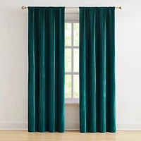 Teal Pleated Velvet Curtain Panel Set, 84 in.