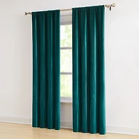 Teal Pleated Velvet Curtain Panel Set, 84 in.