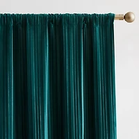 Teal Pleated Velvet Curtain Panel Set, 84 in.