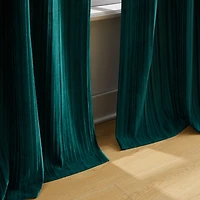 Teal Pleated Velvet Curtain Panel Set, 84 in.