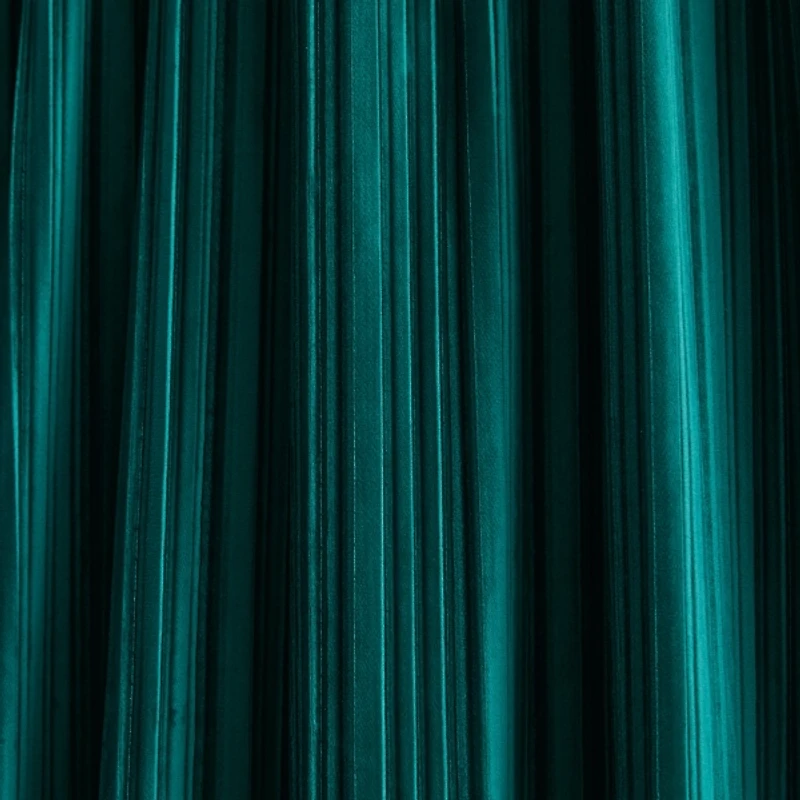 Teal Pleated Velvet Curtain Panel Set, 84 in.