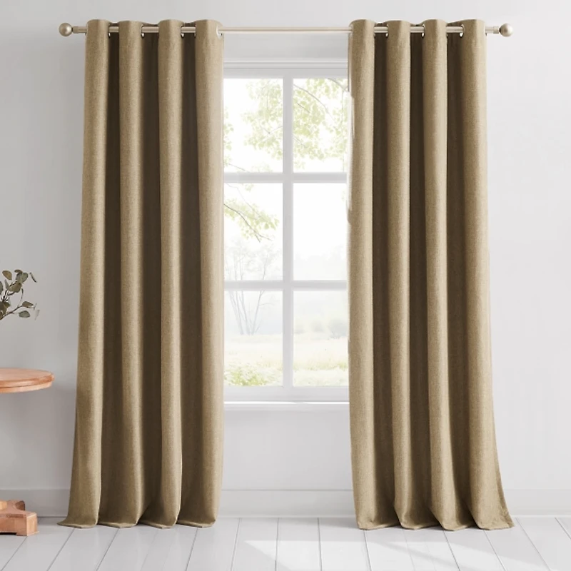 Wheat Slub Blackout Curtain Panel Set, 84 in.