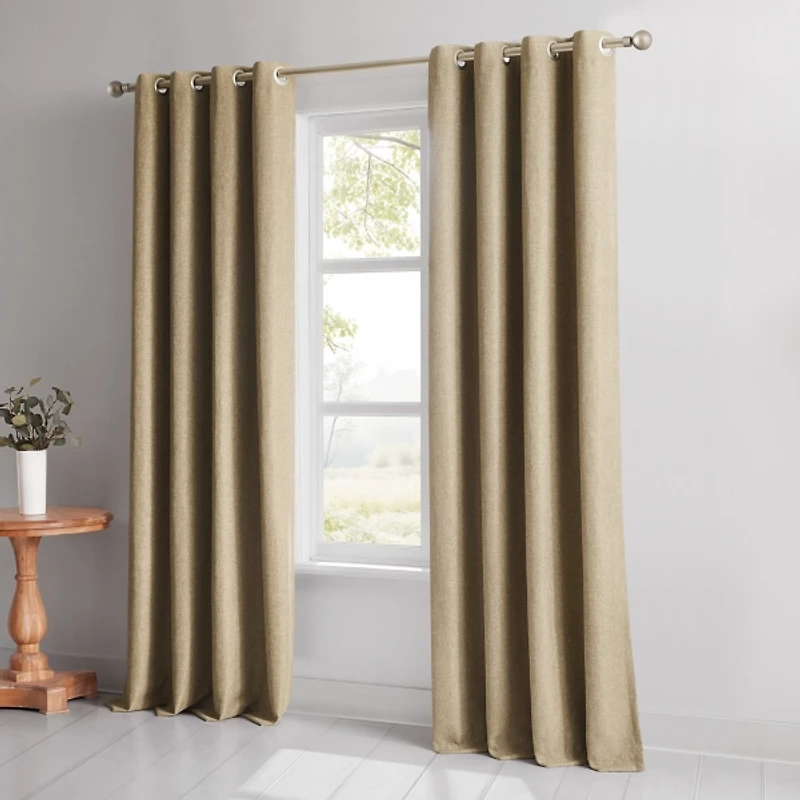 Wheat Slub Blackout Curtain Panel Set, 84 in.