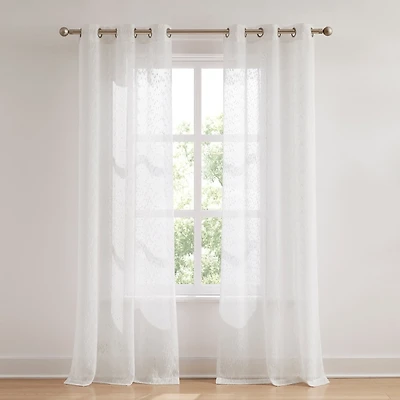 Sheer White Raindrop Curtain Panel Set, 84 in.