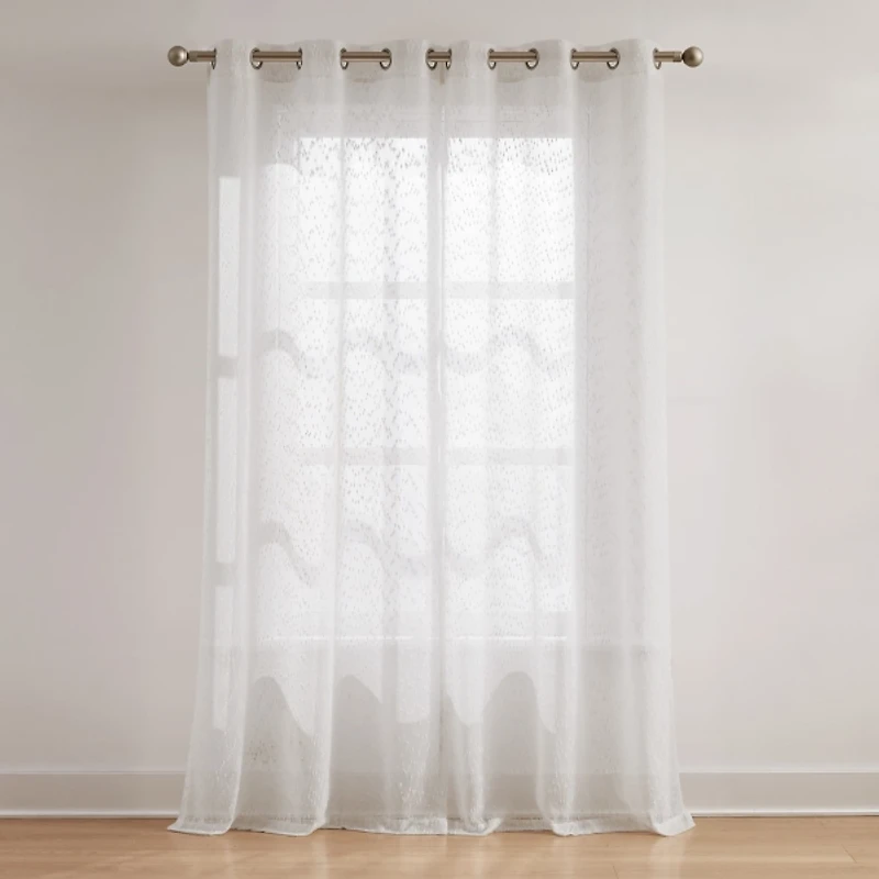 Sheer White Raindrop Curtain Panel Set, 84 in.