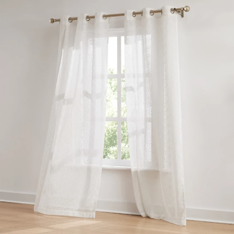 Sheer White Raindrop Curtain Panel Set, 84 in.