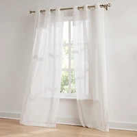 Sheer White Raindrop Curtain Panel Set, 84 in.