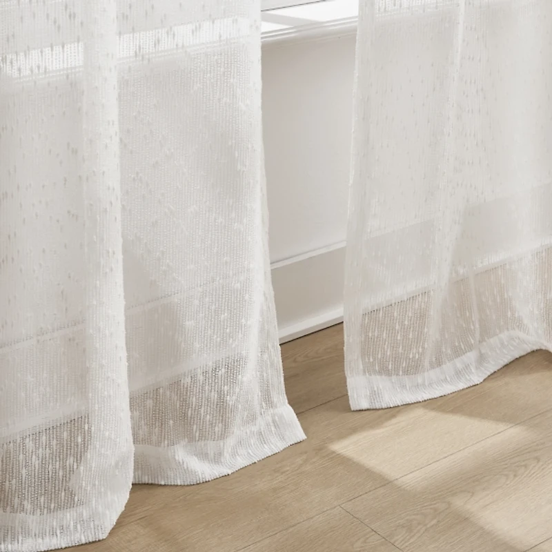 Sheer White Raindrop Curtain Panel Set, 84 in.
