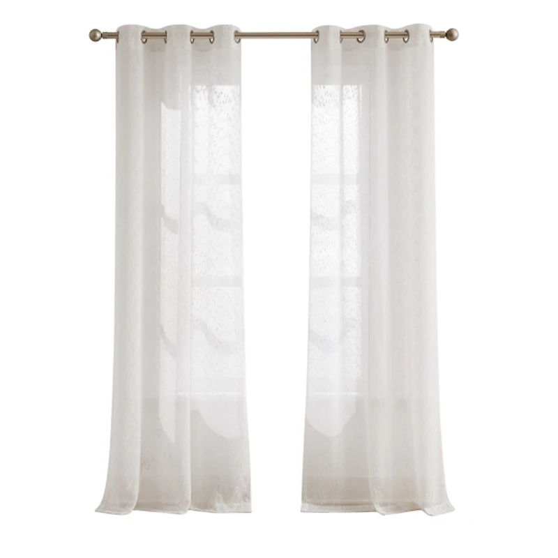 Sheer White Raindrop Curtain Panel Set, 84 in.