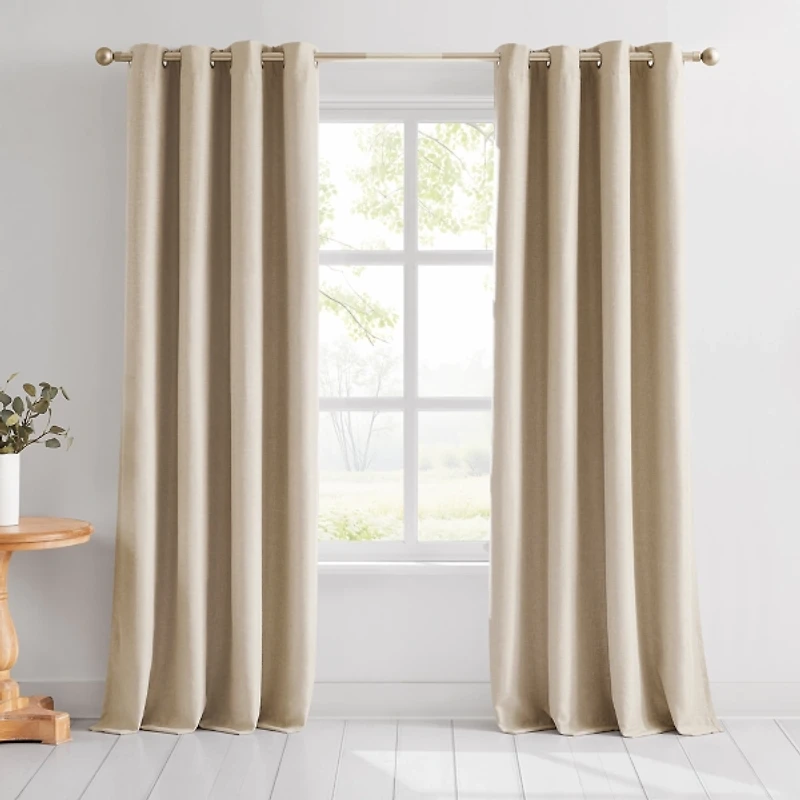Natural Slub Blackout Curtain Panel Set, 84 in.