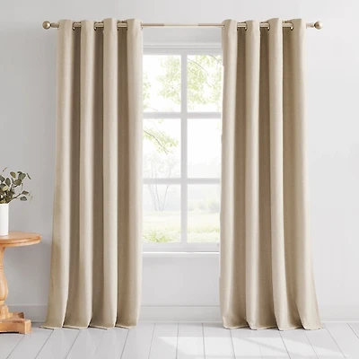 Natural Slub Blackout Curtain Panel Set, 84 in.