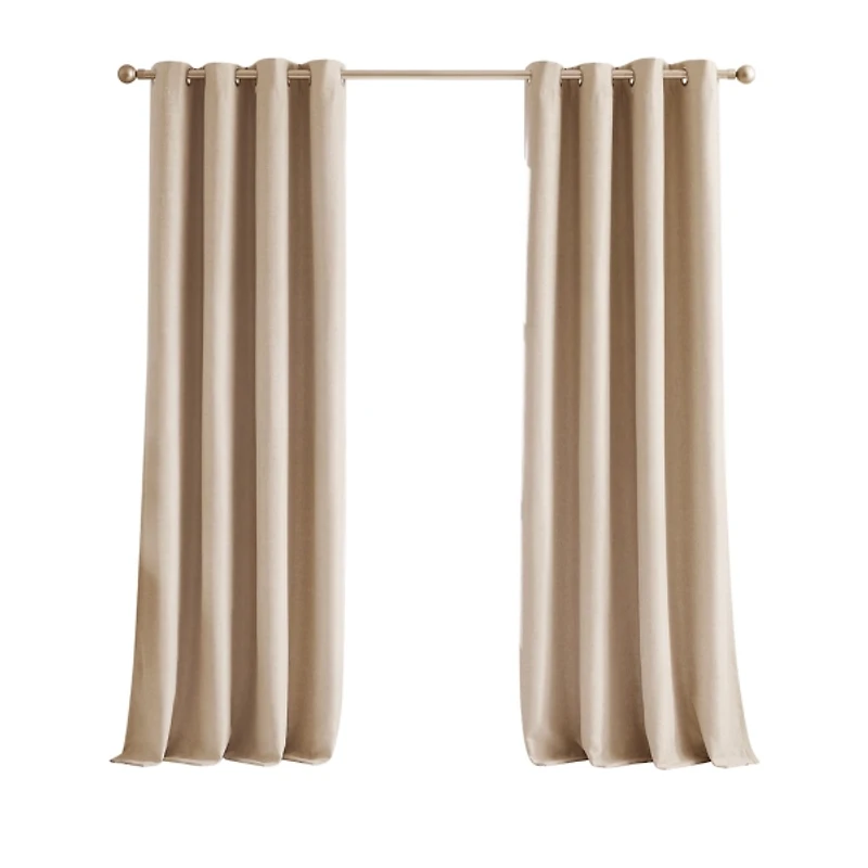 Natural Slub Blackout Curtain Panel Set, 84 in.