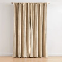 Tan Pleated Velvet Curtain Panel Set, 84 in.