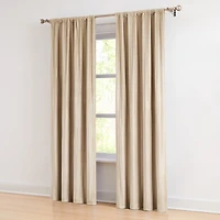 Tan Pleated Velvet Curtain Panel Set, 84 in.