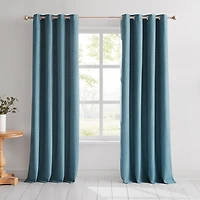 Blue Slub Blackout Curtain Panel Set, 84 in.