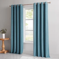 Blue Slub Blackout Curtain Panel Set, 84 in.