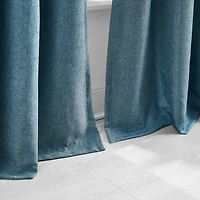 Blue Slub Blackout Curtain Panel Set, 84 in.
