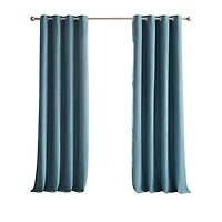 Blue Slub Blackout Curtain Panel Set, 84 in.