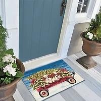 Pups in a Wagon Christmas Doormat