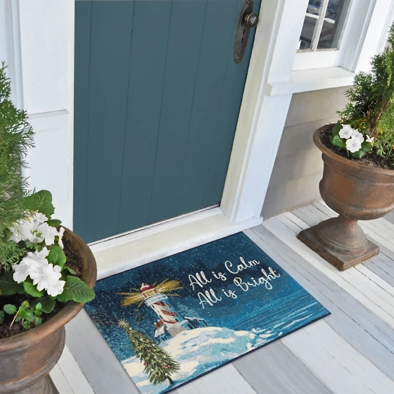 All is Bright Lighthouse Doormat