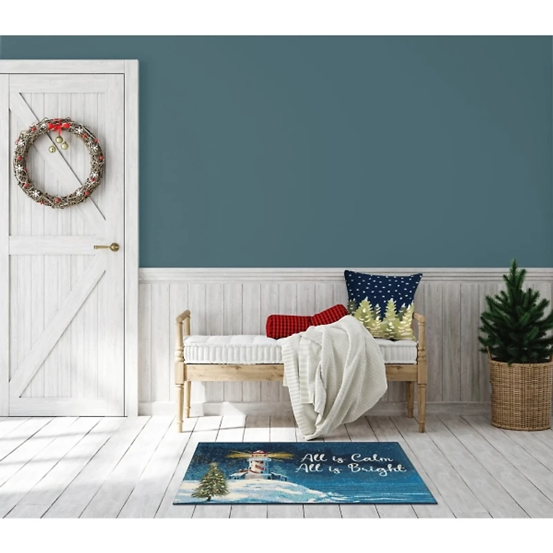 All is Bright Lighthouse Doormat