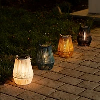 Faux Rattan Hanging Solar Lantern