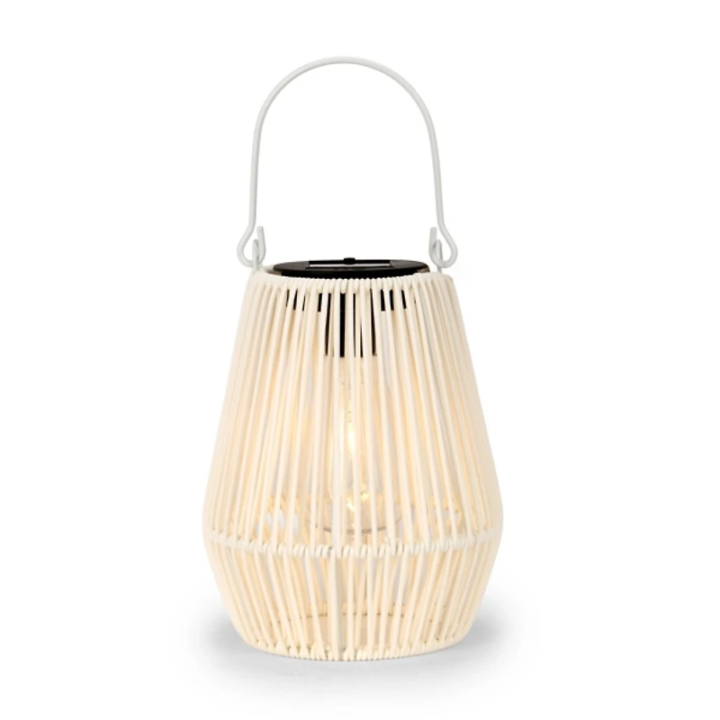 Faux Rattan Hanging Solar Lantern
