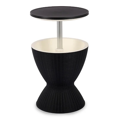 Black Woven Outdoor Cooler Table