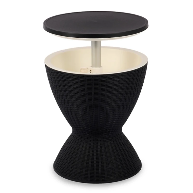 Black Woven Outdoor Cooler Table
