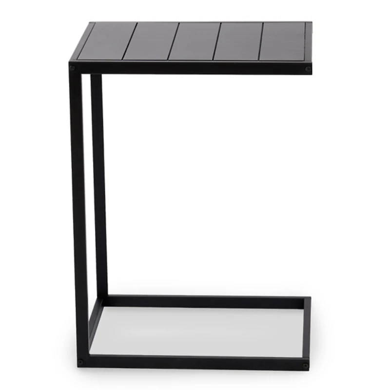Black Slatted Outdoor C-Table