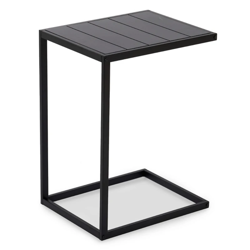 Black Slatted Outdoor C-Table