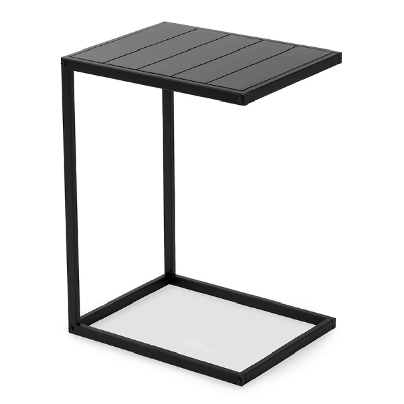 Black Slatted Outdoor C-Table