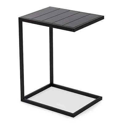 Black Slatted Outdoor C-Table