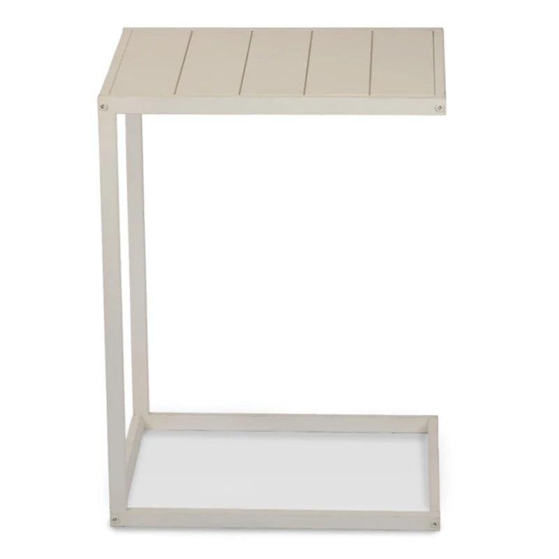 White Slatted Outdoor C-Table